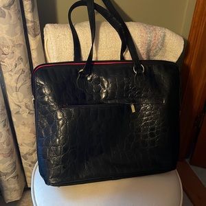 Croc embossed, leather briefcase/ laptop bag